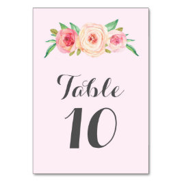 Tarjetas Rubor Pink Floral Table Number