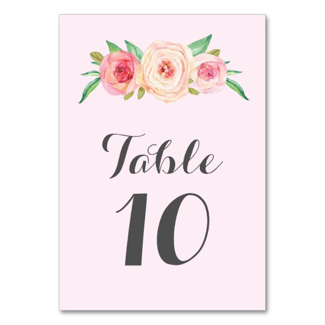 Tarjetas Rubor Pink Floral Table Number (Anverso)