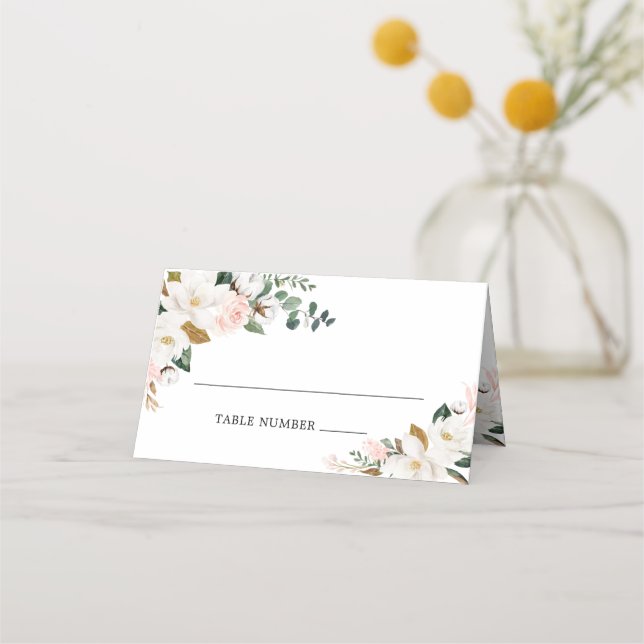 Tarjetas Rubor Pink Gold White Floral Boda (Anverso)