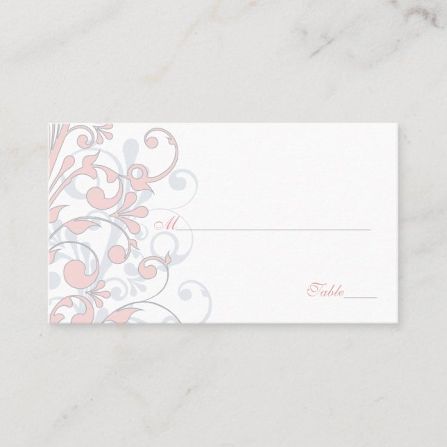 Tarjetas Rubor Pink, Gray, White Floral Boda (Anverso)