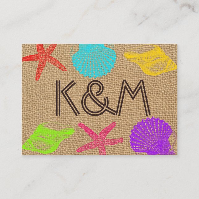 Tarjetas Rustic Seashore Boda Place (Anverso)