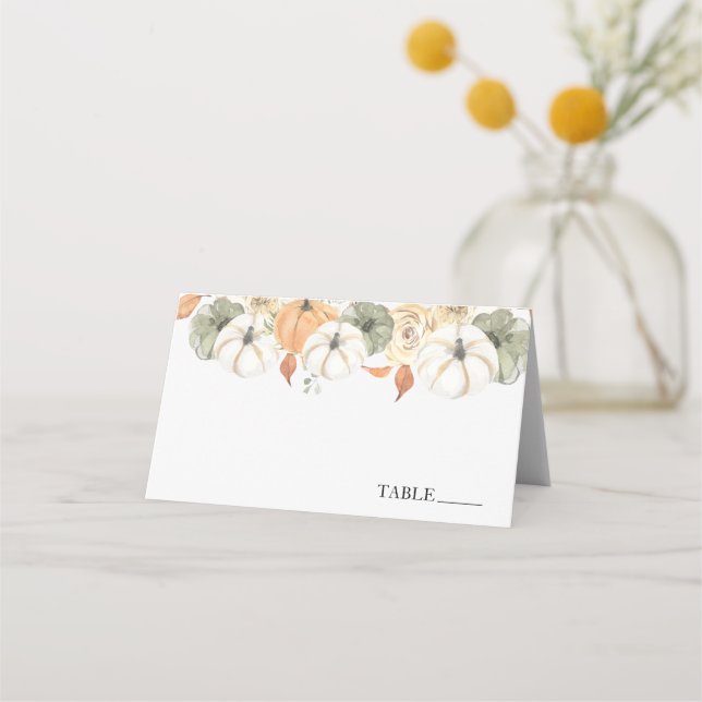 Tarjetas rusticas de lugar de nombres de otoño (Anverso)