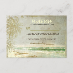 tarjetas rústicas de RSVP del boda de playa del