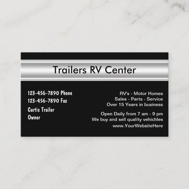 Tarjetas RV Trailer Business (Anverso)