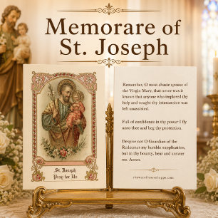 Tarjetas sagradas del Memorare de San José católic