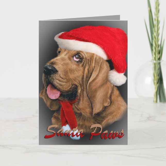 Tarjetas Santa Paws Bloodhound (Anverso)