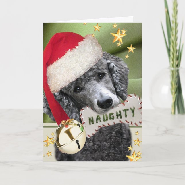 Tarjetas Santa Poodle Naughty o Nice (Anverso)