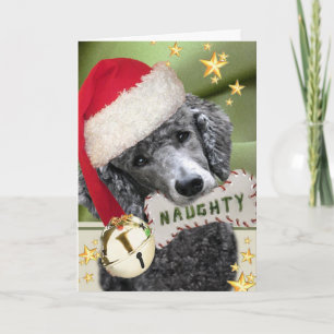 Tarjetas Santa Poodle Naughty o Nice
