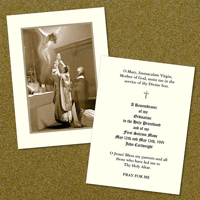 TARJETAS SANTAS DE ORDENACIÓN DE SALUD CATÓLICAS (CATHOLIC PRIEST ANNIVERSARY ORDINATION COMMEMORATIVE PRAYER CARDS)