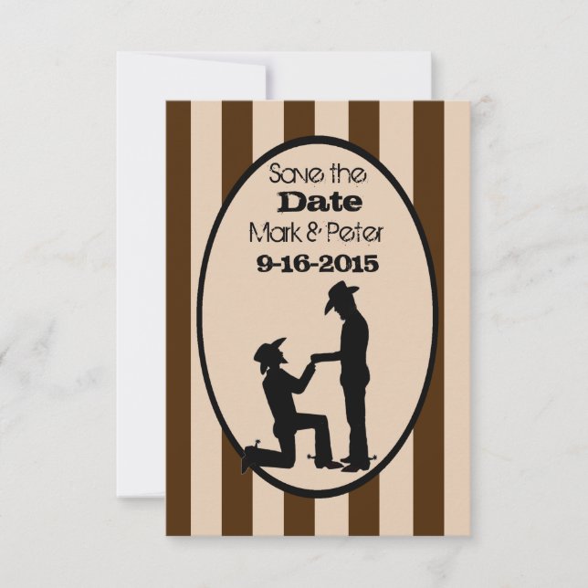 Tarjetas "Save-The Date" de Boda de Cowboy gay per (Anverso)