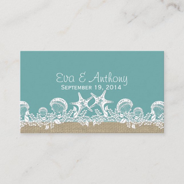 Tarjetas Sea Garland Beach Wedding Place (Anverso)