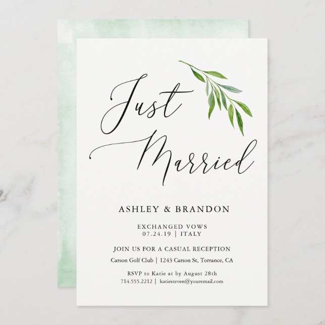 Tarjetas sencillas de anuncio de fuga | Casados (Anverso / Reverso)