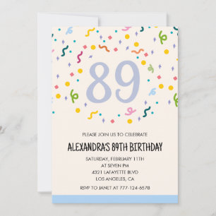 Tarjetas sencillas de cumpleaños 89 Confeti Modern