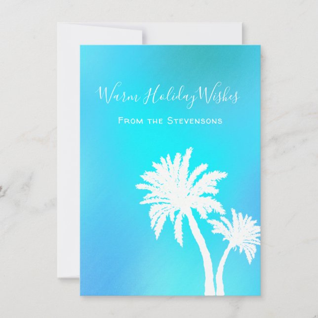 Tarjetas sencillas de Navidad tropical con palmera (Anverso)