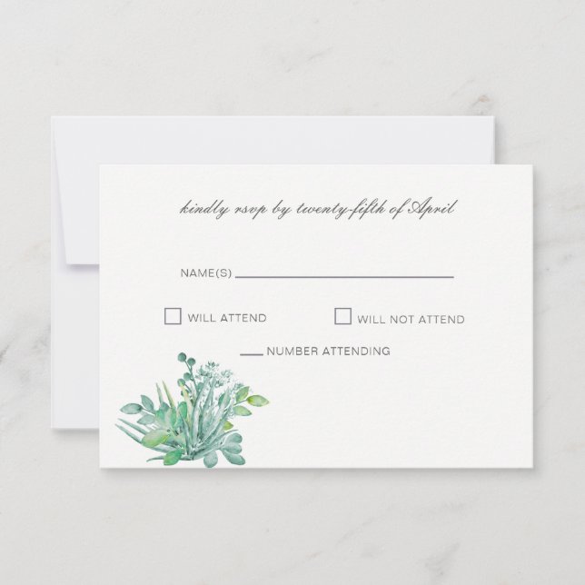 Tarjetas Sensacional Succulents Wedding RSVP (Anverso)