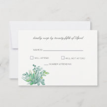Tarjetas Sensacional Succulents Wedding RSVP