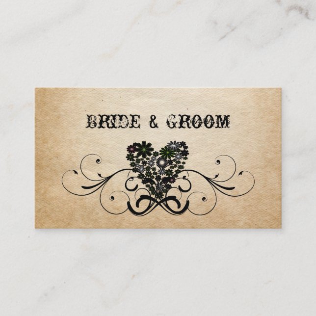 Tarjetas Shabby Rustic Black Heart Place (Anverso)