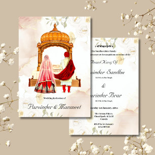 Tarjetas Sikh bodas Sikh Invitación a la boda