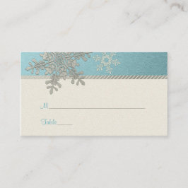 Tarjetas Silver Blue Snowflake Winter Wedding Plac