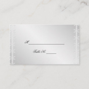 Tarjetas Silver White Snowflake Winter Wedding Pla