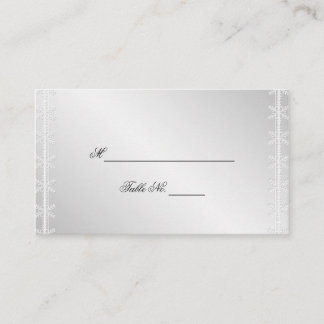 Tarjetas Silver White Snowflake Winter Wedding Pla