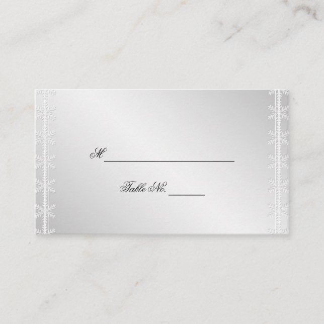 Tarjetas Silver White Snowflake Winter Wedding Pla (Anverso)