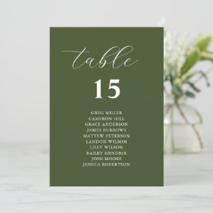 Tarjetas simples de Boda verde oliva para sillas