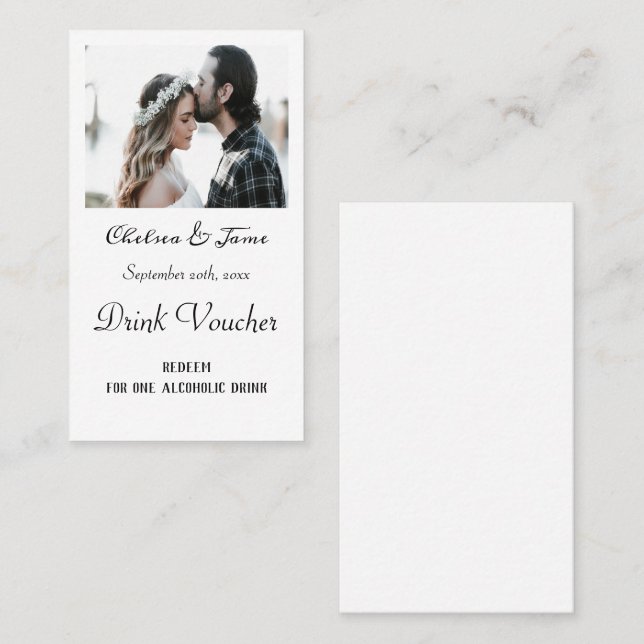 Tarjetas simples de boletos para bebidas para Boda (Anverso / Reverso)