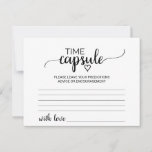 Tarjetas simples de cápsulas de tiempo de caligraf<br><div class="desc">Estas sencillas cápsulas de tiempo de caligrafía negra son la actividad perfecta para una recepción de boda rústica o moderna o una ducha de novia. El diseño minimalista incluye un elegante guión de broche y un bonito corazón femenino. El signo de la cápsula de tiempo coincidente se vende por separado....</div>