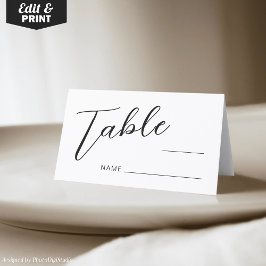 Tarjetas simples de mesa en blanco y negro Boda