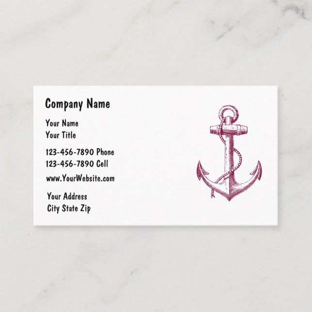 Tarjetas Simples de Negocios de Barcos (Anverso)