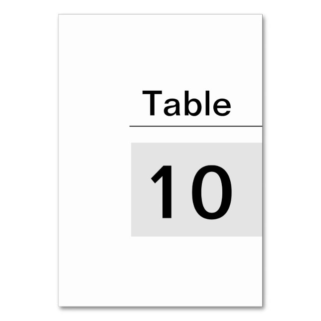 Tarjetas simples de números de tabla blanca (Anverso)