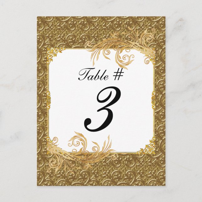 Tarjetas simples de números de tabla de Boda de el (Anverso)
