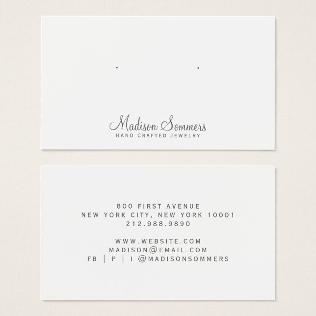 Tarjetas simples de visualización de joyas Minimal (Anverso y reverso)