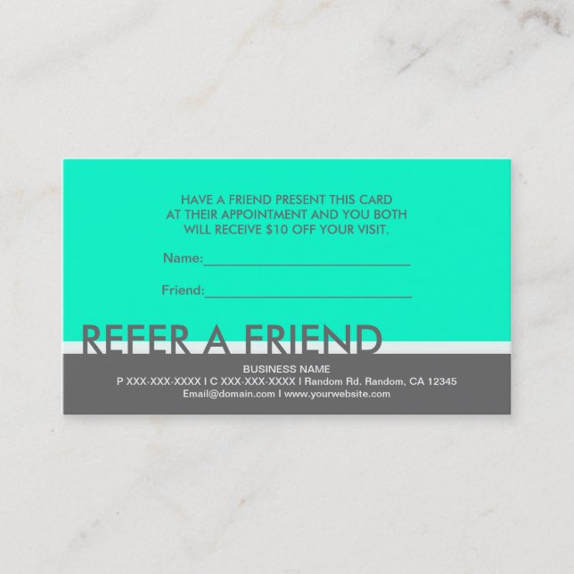 Tarjetas simples gris azul verdoso para referir un (Anverso)