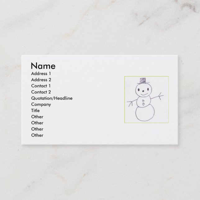 Tarjetas Snowman Business (Anverso)