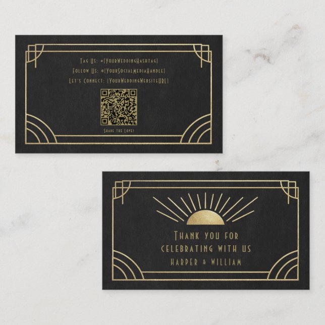 Tarjetas sociales y de agradecimiento Art Deco (Anverso / Reverso)
