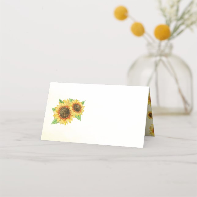 Tarjetas Sunflowers Watercolor Blank Place (Anverso)