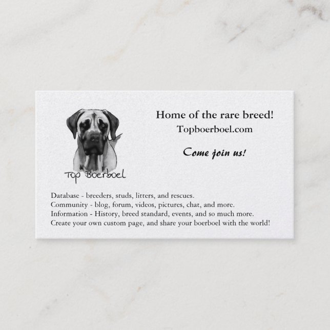 Tarjetas superiores del boerboel (Anverso)