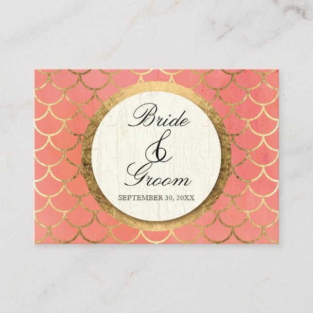 Tarjetas Table Place Art Deco Shell Faux Gold Boda (Anverso)