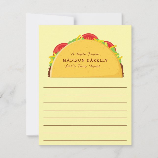 Tarjetas Taco Cute para niños planas (Anverso)