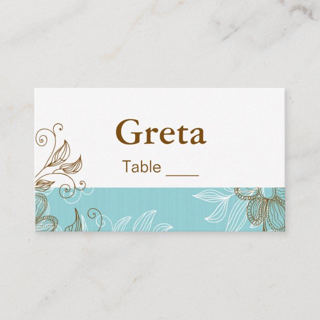 Tarjetas Tiffany and Brown Floral Table Place (Anverso)