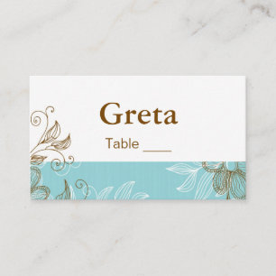 Tarjetas Tiffany and Brown Floral Table Place