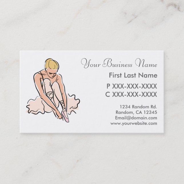 Tarjetas tradicionales de bailarina de ballet rosa (Anverso)