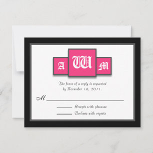Tarjetas Tri-Monograma Fuchsia de respuesta modern