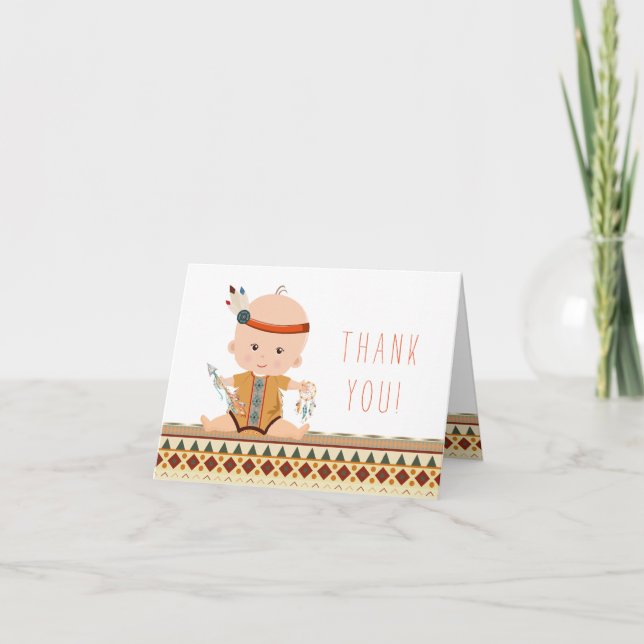 Tarjetas tribales de agradecimiento de Baby Shower (Anverso)