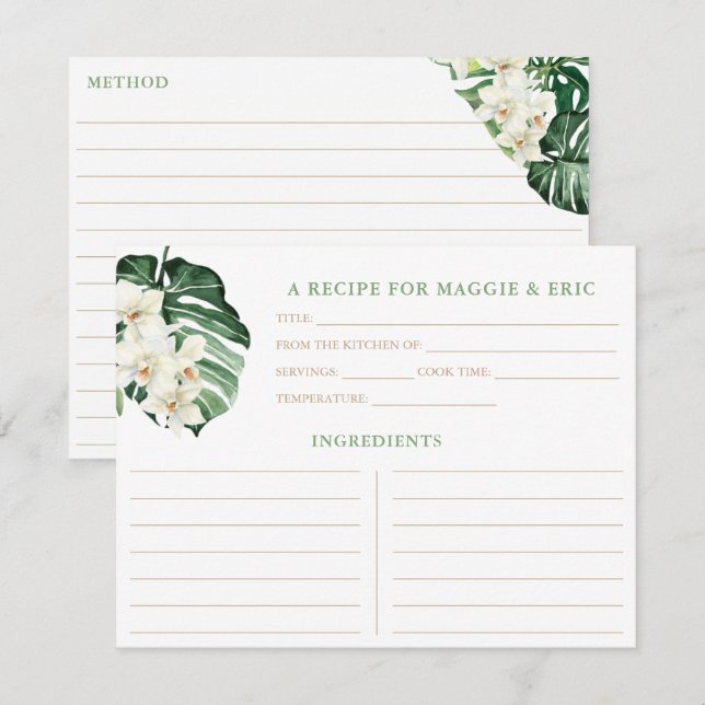 Tarjetas tropicales botánicas para ducha de novias (Anverso / Reverso)