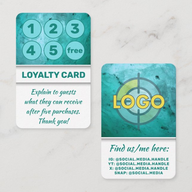 Tarjetas turquesa de punch para el masaje de Salon (Anverso / Reverso)