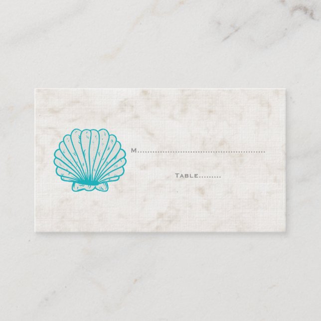 Tarjetas turquesa rusas de Boda de conchas marinas (Anverso)