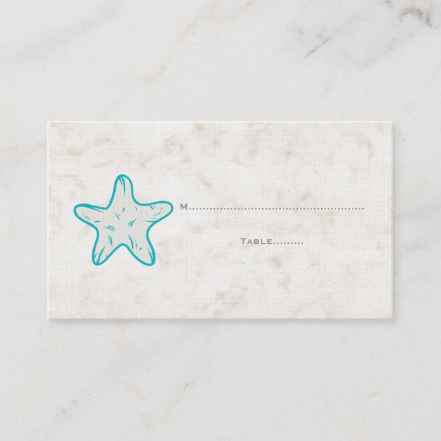 Tarjetas turquesa rusas de Boda Starfish (Anverso)